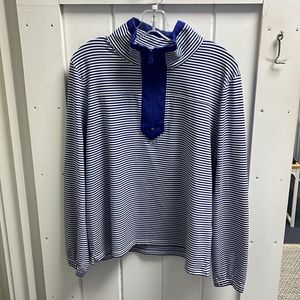 NWT Duffield lane blue pinstripe 1/4 zip TORY. Quarter zip. UPF 50+